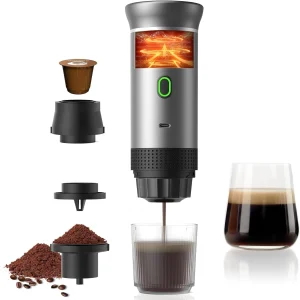 Portable Espresso Maker 20-Bar 3-in-1 7500mAh Ground Coffee Capsules Car Travel